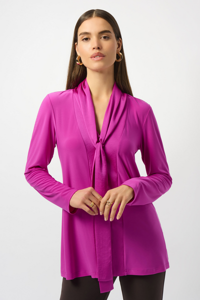 Joseph Ribkoff Silky Knit And Satin Straight Tunic - Cosmos