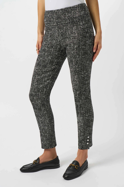 Joseph Ribkoff Abstract Jacquard Straight Pull-On Pants - Black/Off White