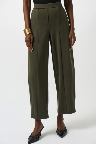 Joseph Ribkoff Heavy Knit Barrel-Leg Pull-On Pants - Avocado