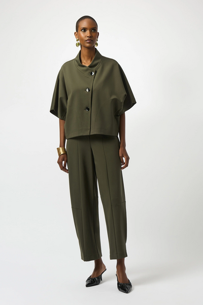 Joseph Ribkoff Heavy Knit Barrel-Leg Pull-On Pants - Avocado