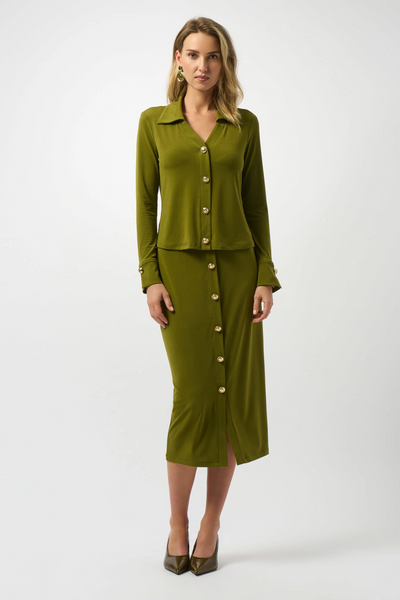 Joseph Ribkoff Moss Crepe Fitted Top - Artichoke