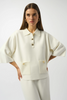 Image of Joseph Ribkoff Sweater Knit Boxy Pullover With Polo Collar - Winter White