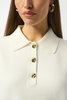 Image of Joseph Ribkoff Sweater Knit Boxy Pullover With Polo Collar - Winter White