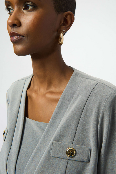 Joseph Ribkoff Melange Silky Knit Boxy Bolero - Silver
