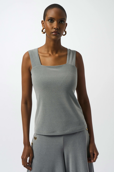 Joseph Ribkoff Melange Silky Knit Square Neck Fitted Camisole - Silver