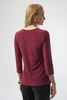 Image of Joseph Ribkoff Silky Knit Asymmetrical Top with Metallic Cinch Detail - Merlot
