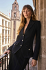 Image of Joseph Ribkoff Stretch Denim Fitted Blazer with Gold Buttons - Indigo