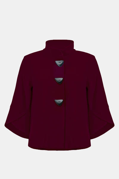 Joseph Ribkoff Tulip Sleeve Three Button Trapeze Jacket - Merlot