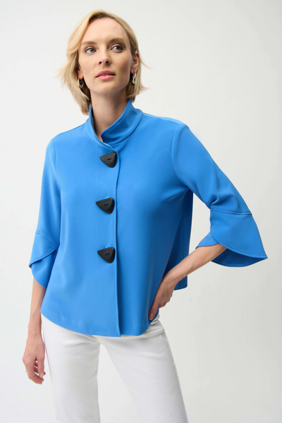 Joseph Ribkoff Tulip Sleeve Three Button Trapeze Jacket - Harbor Blue