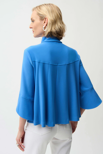 Joseph Ribkoff Tulip Sleeve Three Button Trapeze Jacket - Harbor Blue