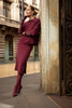 Image of Joseph Ribkoff Sweater Knit Midi Skirt - Merlot