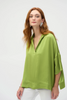 Image of Joseph Ribkoff Hammered Satin Boxy Top - Greenery