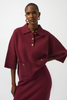 Image of Joseph Ribkoff Sweater Knit Boxy Pullover With Polo Collar - Merlot