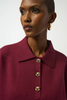 Image of Joseph Ribkoff Sweater Knit Boxy Pullover With Polo Collar - Merlot