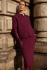 Image of Joseph Ribkoff Sweater Knit Boxy Pullover With Polo Collar - Merlot