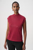 Image of Joseph Ribkoff Embellished Sparkly Sleeveless Sweater - Deep Cherry
