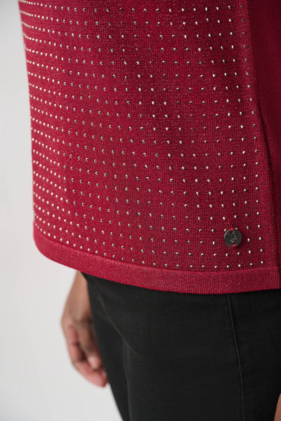 Joseph Ribkoff Embellished Sparkly Sleeveless Sweater - Deep Cherry