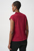 Image of Joseph Ribkoff Embellished Sparkly Sleeveless Sweater - Deep Cherry