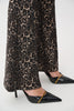 Image of Joseph Ribkoff Woven Jacquard Animal Print Flare Pull-On Pants - Black/Multi