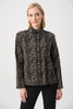 Image of Joseph Ribkoff Jacquard Animal Print Trapeze Jacket - Black/Multi