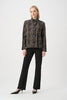 Image of Joseph Ribkoff Jacquard Animal Print Trapeze Jacket - Black/Multi