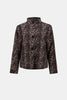 Image of Joseph Ribkoff Jacquard Animal Print Trapeze Jacket - Black/Multi