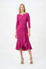 Image of Joseph Ribkoff Trumpet Dress with Satin Sash - Deep Magenta