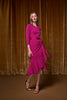 Image of Joseph Ribkoff Trumpet Dress with Satin Sash - Deep Magenta