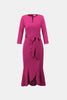 Image of Joseph Ribkoff Trumpet Dress with Satin Sash - Deep Magenta
