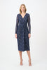Image of Joseph Ribkoff Foiled Lace Sheath Dress - Midnight Blue/Silver