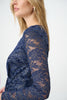Image of Joseph Ribkoff Foiled Lace Sheath Dress - Midnight Blue/Silver