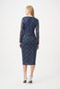 Image of Joseph Ribkoff Foiled Lace Sheath Dress - Midnight Blue/Silver