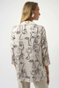 Image of Joseph Ribkoff Hammered Satin Abstract Face Print Boxy Top - Moonstone/Black