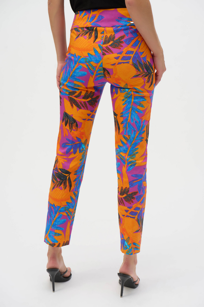 Joseph Ribkoff Straight Leg Tropical Print Pull On Pant - Multicolor