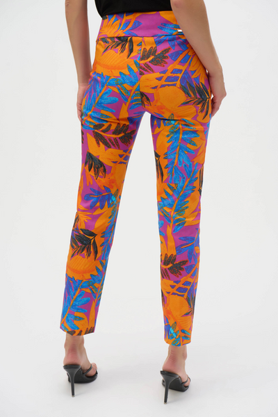Joseph Ribkoff Straight Leg Tropical Print Pull On Pant - Multicolor