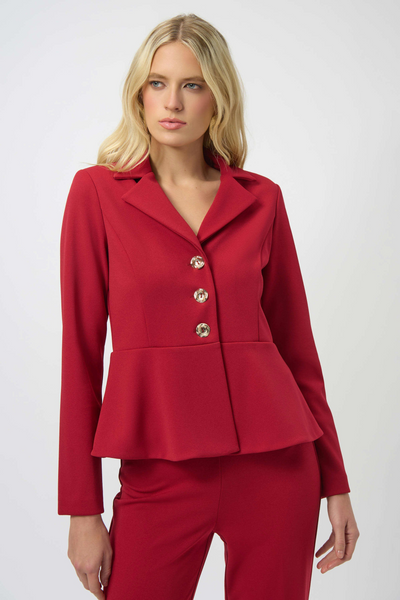 Joseph Ribkoff Scuba Crepe Peplum Blazer - Deep Cherry