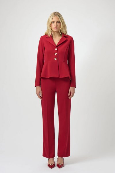 Joseph Ribkoff Scuba Crepe Peplum Blazer - Deep Cherry
