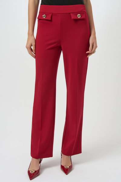 Joseph Ribkoff Scuba Crepe Wide Leg Pull On Pant - Deep Cherry