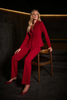 Image of Joseph Ribkoff Scuba Crepe Wide Leg Pull On Pant - Deep Cherry