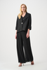 Image of Joseph Ribkoff Textured Lurex Jacquard Single Button Trapeze Jacket - Black