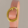 Image of Contour Oval Shaped Faux Leather Buckle Belt - Brown
