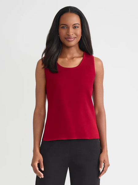 Misook Scoop Neck Knit Tank - Scarlet Red
