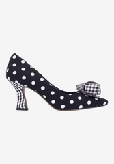J. Reneé Karali Gingham/Dot Fabric Pump - Black/White