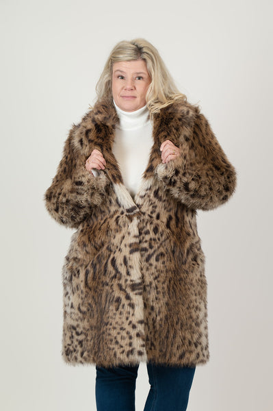 Karl Lagerfeld Paris Animal Print Faux Fur Coat - Leopard