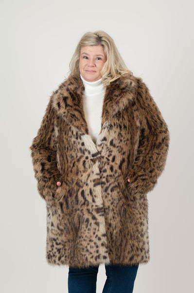 Karl Lagerfeld Paris Animal Print Faux Fur Coat - Leopard