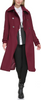 Image of Karl Lagerfeld Paris Double Breasted Tab Detail Wool Blend Maxi Peacoat - Burgundy