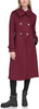 Image of Karl Lagerfeld Paris Double Breasted Tab Detail Wool Blend Maxi Peacoat - Burgundy