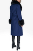 Image of Karl Lagerfeld Paris Belted Wool Blend Coat with Faux Fur Collar & Cuffs - Sapphire