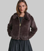 Image of Karl Lagerfeld Paris Cropped Faux Fur Zip Front Jacket - Java