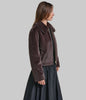 Image of Karl Lagerfeld Paris Cropped Faux Fur Zip Front Jacket - Java